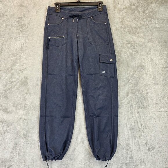 Athleta Pants Womens XS Petite Blue Cargo Jogger Drawstring Zip Pocket 919165 - Picture 1 of 13